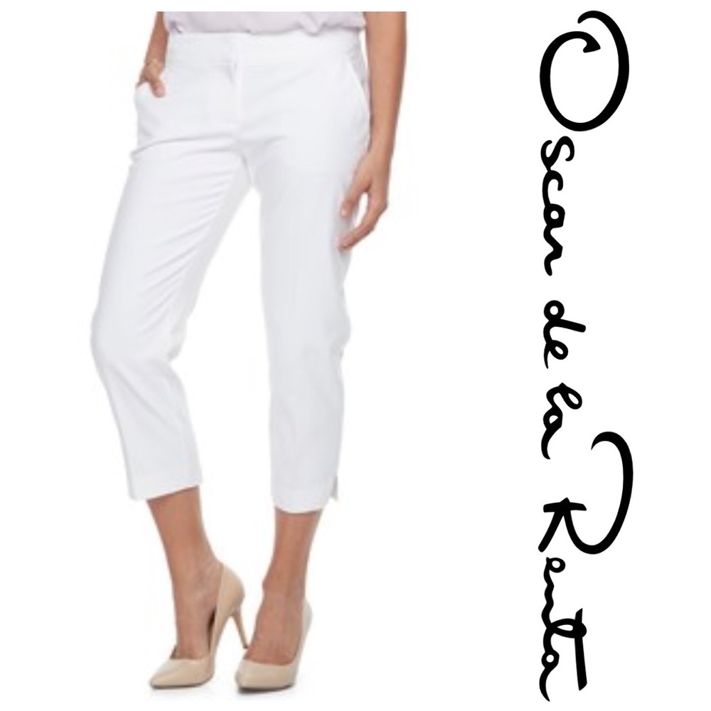 Oscar de la Renta High Waist Crop White Pant - Picture 1 of 5